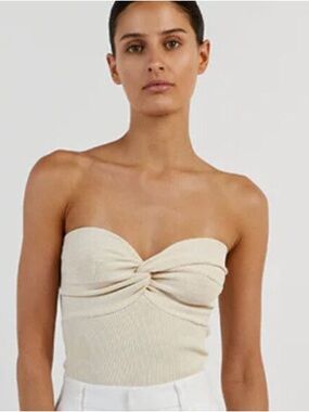 ANIKA TWISTED CREAM KNIT TUBE TOP